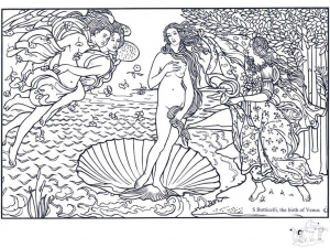 Coloriage adulte boticelli la naissance de venus