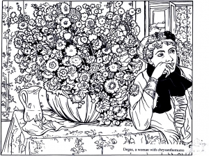 Edgar Degas - Femme aux chrysanthèmes (Coloriage de Chefs d’œuvres)