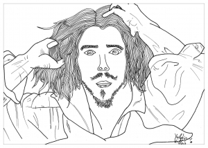Coloriage adulte dessin autoportrait courbet par valentin