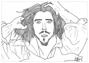 Coloriage adulte dessin autoportrait courbet par valentin