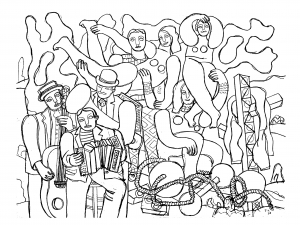 Coloriage fernand leger acrobates et musiciens 1938