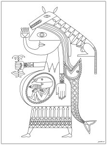 Coloriage de Chefs d’œuvres à imprimer pour adultes : Victor Brauner - Acolo (1949)