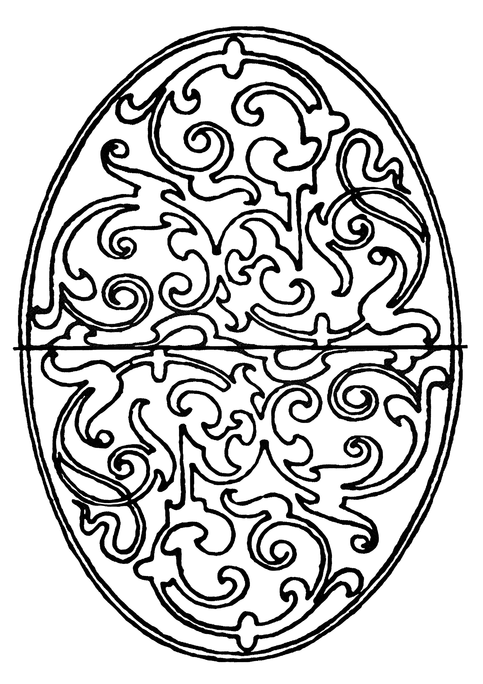Joli Azujelo ovale. Coloriage ovale inspiré d'un Azujelo portugais, aux motifs végétaux magnifiques, réguliers et harmonieux