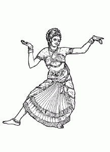 Coloriage adulte danse indienne
