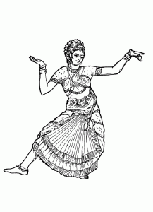Coloriage d'Inde & Bollywood à imprimer pour adultes : Danse-indienne