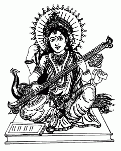 Coloriage adulte inde saraswati 4