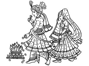 Coloriage adulte mariage indien