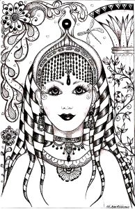 Coloriage visage inspiration inde