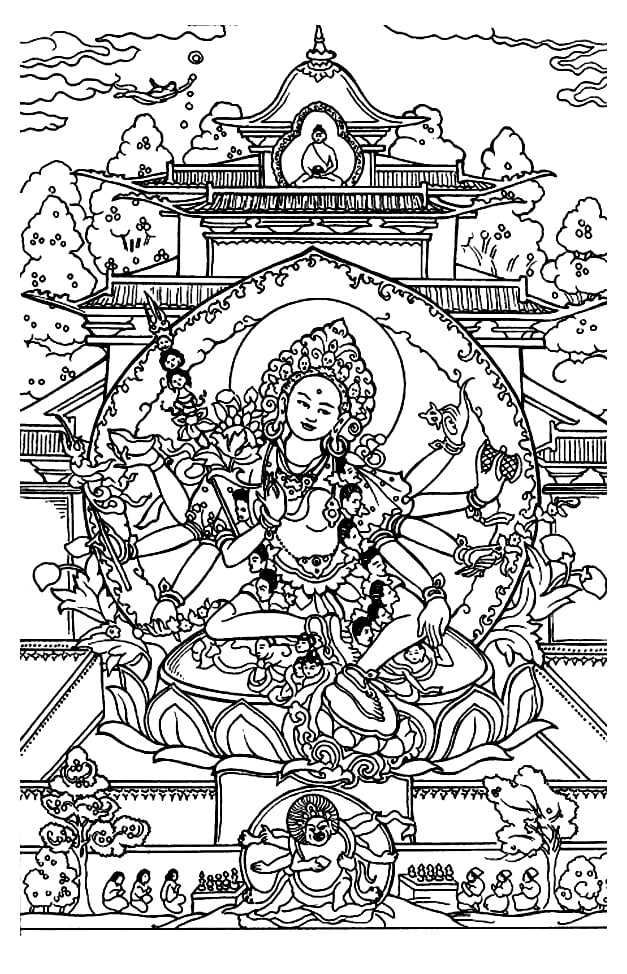 Magnifique coloriage de Shiva, qui dans la mythologie Hindoue est le Dieu principal, dont les rôles sont liés à la création, la préservation, la destruction, la dissimulation et la révélation de l'univers