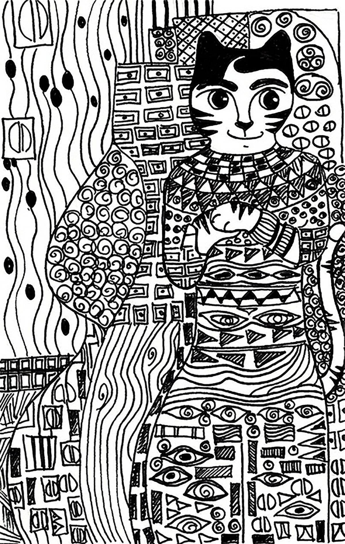 Chat - inspiré par Klimt en phase dorée