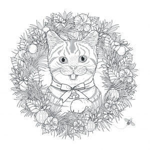 Un chat dans un Mandala (Coloriage)