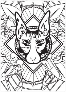Chat fusionné à une araignée (Coloriage)