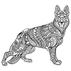 Coloriages de Chiens à imprimer pour adultes