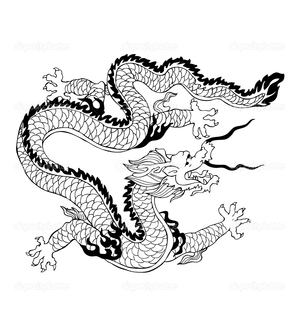 coloriage adulte dragon chinois free to print