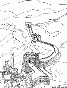 Coloriage adulte grande muraille chine