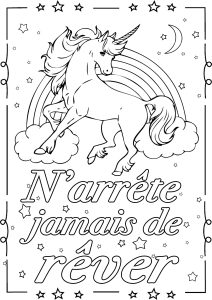 Coloriage de Citations inspirantes et Phrases Zen (EN FRANÇAIS) à imprimer pour adultes : N’arrête jamais de rêver
