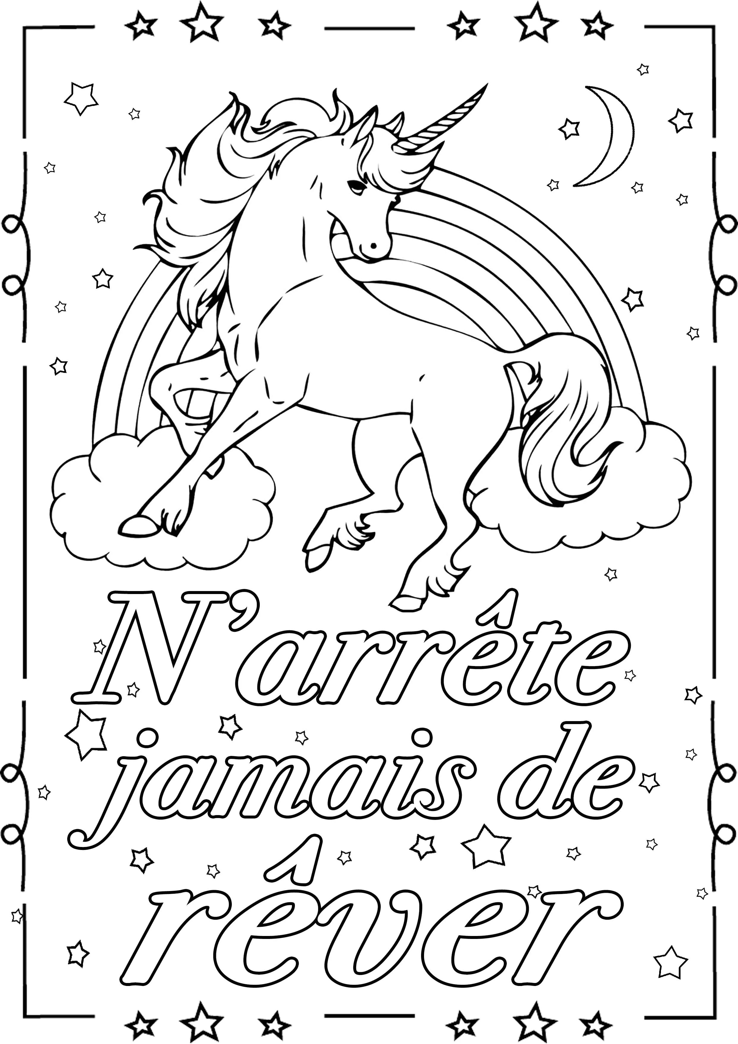 N’arrête jamais de rêver (Coloriage de Citations inspirantes et Phrases Zen (EN FRANÇAIS) à imprimer pour adultes)