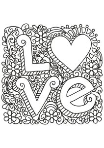 Coloriage de Citations inspirantes et Phrases Zen (EN ANGLAIS) à imprimer pour adultes : Love