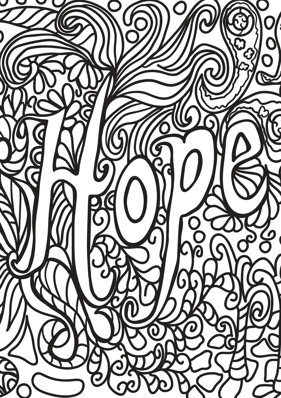 Hope (Coloriage de Citations inspirantes et Phrases Zen (EN ANGLAIS) à imprimer pour adultes)