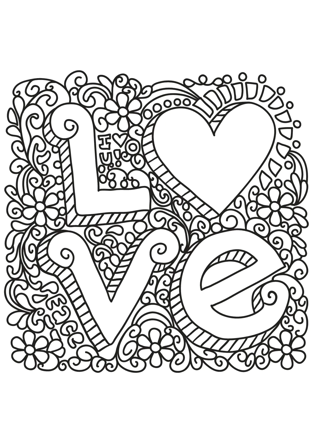 Love (Coloriage de Citations inspirantes et Phrases Zen (EN ANGLAIS) à imprimer pour adultes)