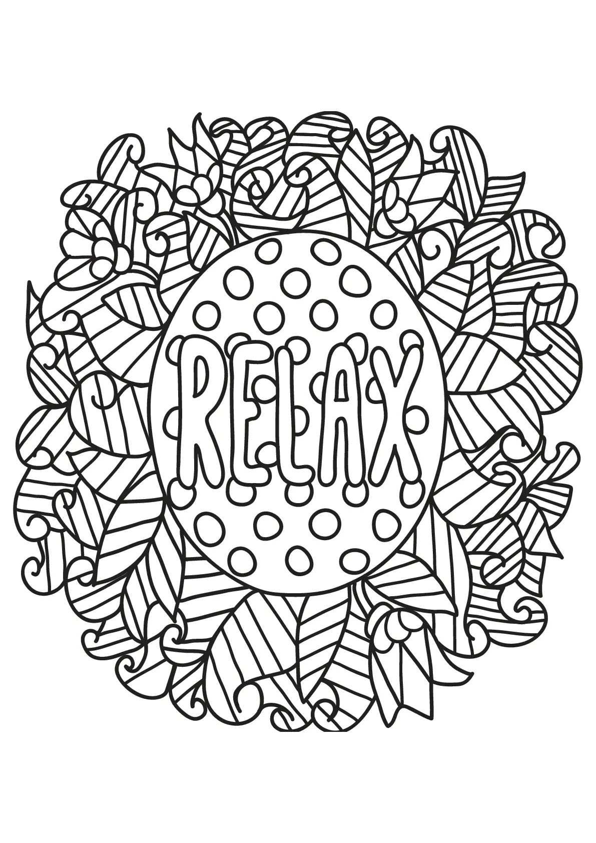 Relax (Coloriage de Citations inspirantes et Phrases Zen (EN ANGLAIS) à imprimer pour adultes)