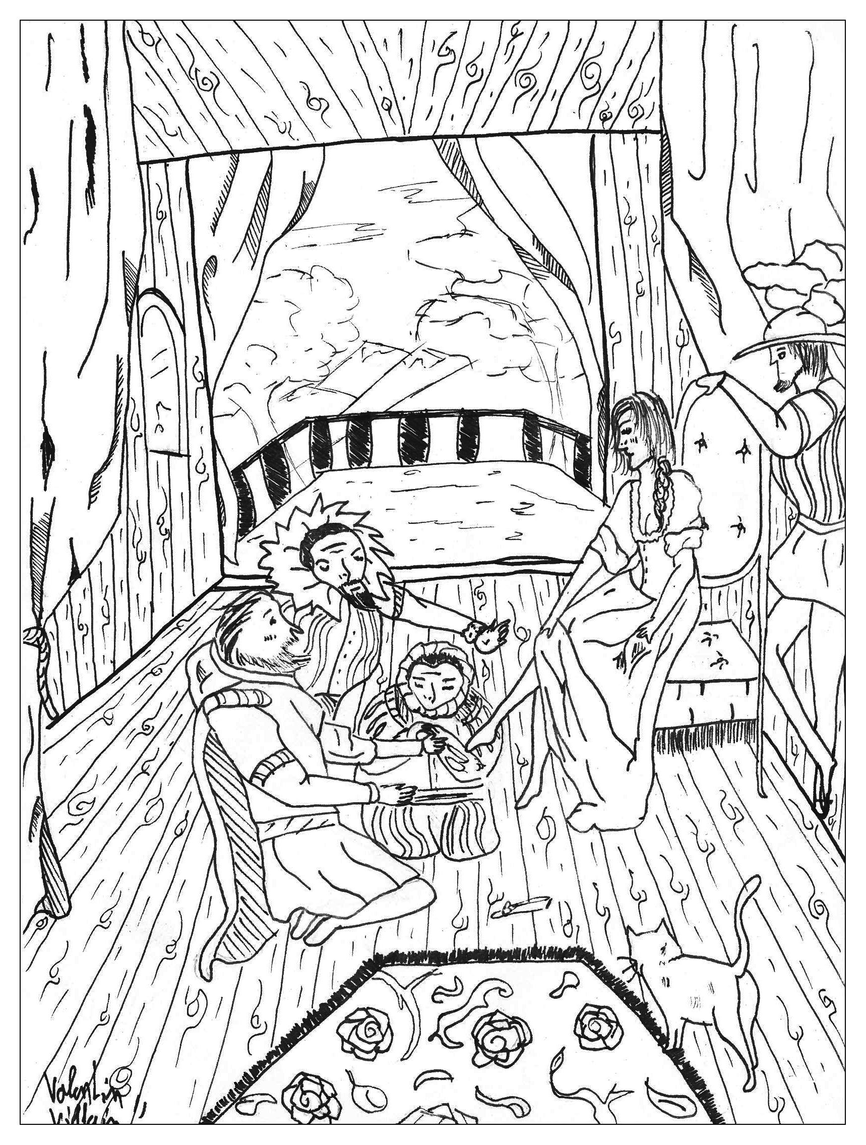 Coloriage inspiré de la fameuse histoire de Cendrillon, Artiste : Valentin