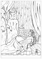 Coloriage de Contes de fées à imprimer pour adultes : Boucle d'Or et les 3 Ours