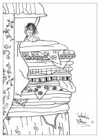Coloriage de Contes de fées à imprimer pour adultes : Princesse-petit-pois