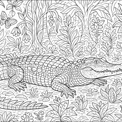 Coloriages de Crocodile à imprimer pour adultes