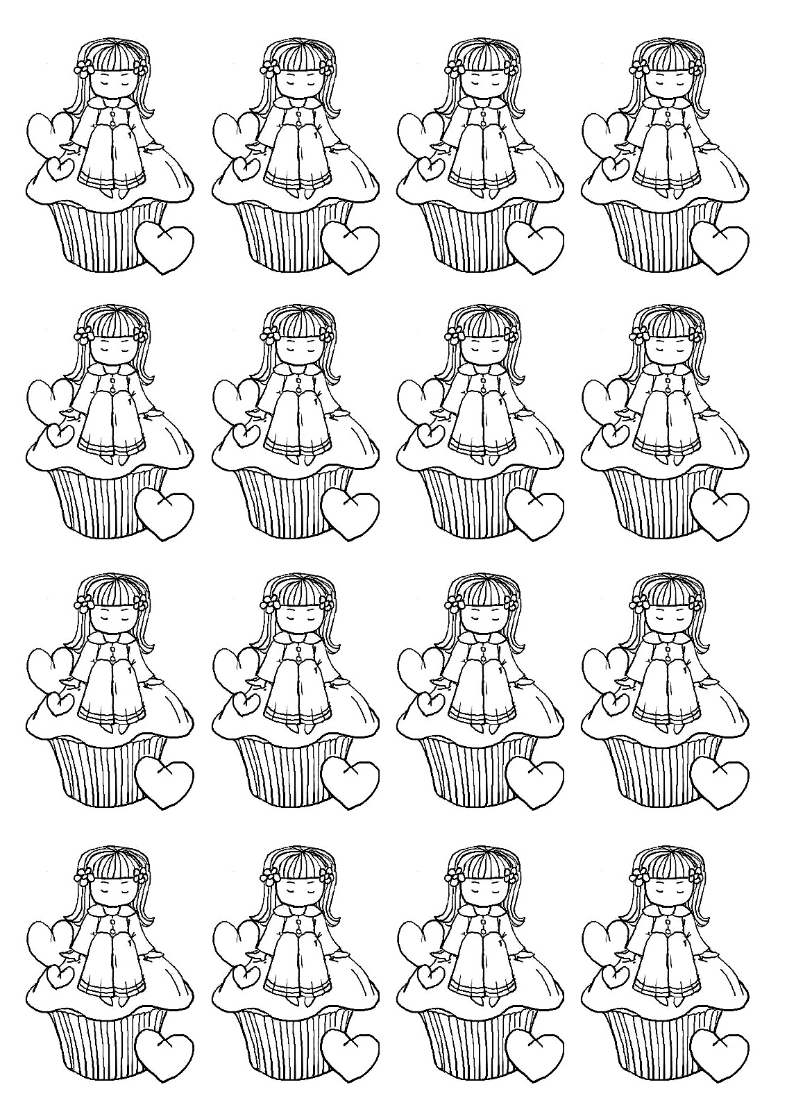 Des cupcakes avec une petite fille posée dessus