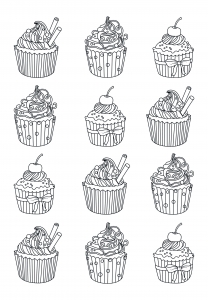 Coloriage adulte cupcakes facile zentangle Celine