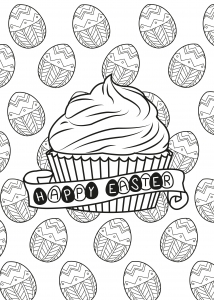 Coloriage adulte paques oeufs muffin par allan