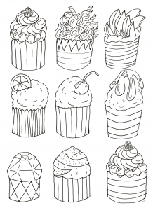 Coloriage simple cup cakes par olivier