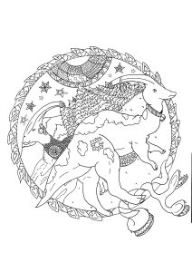 Coloriage de Dinosaures à imprimer pour adultes : Christmas Dinosaurs