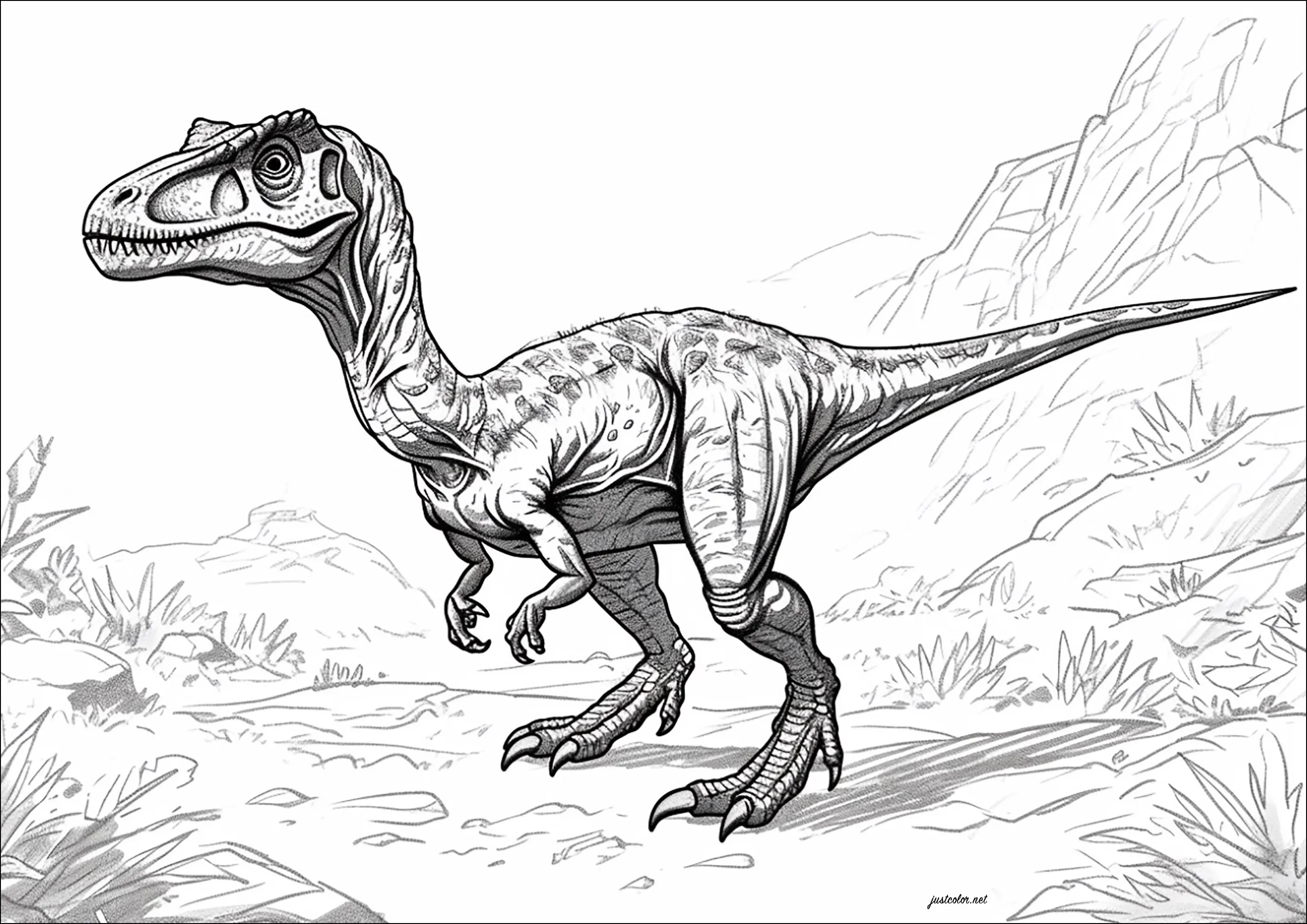 Velociraptor à colorier (Dinosaures)
