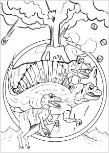 Trois Dinosaures (Coloriage)