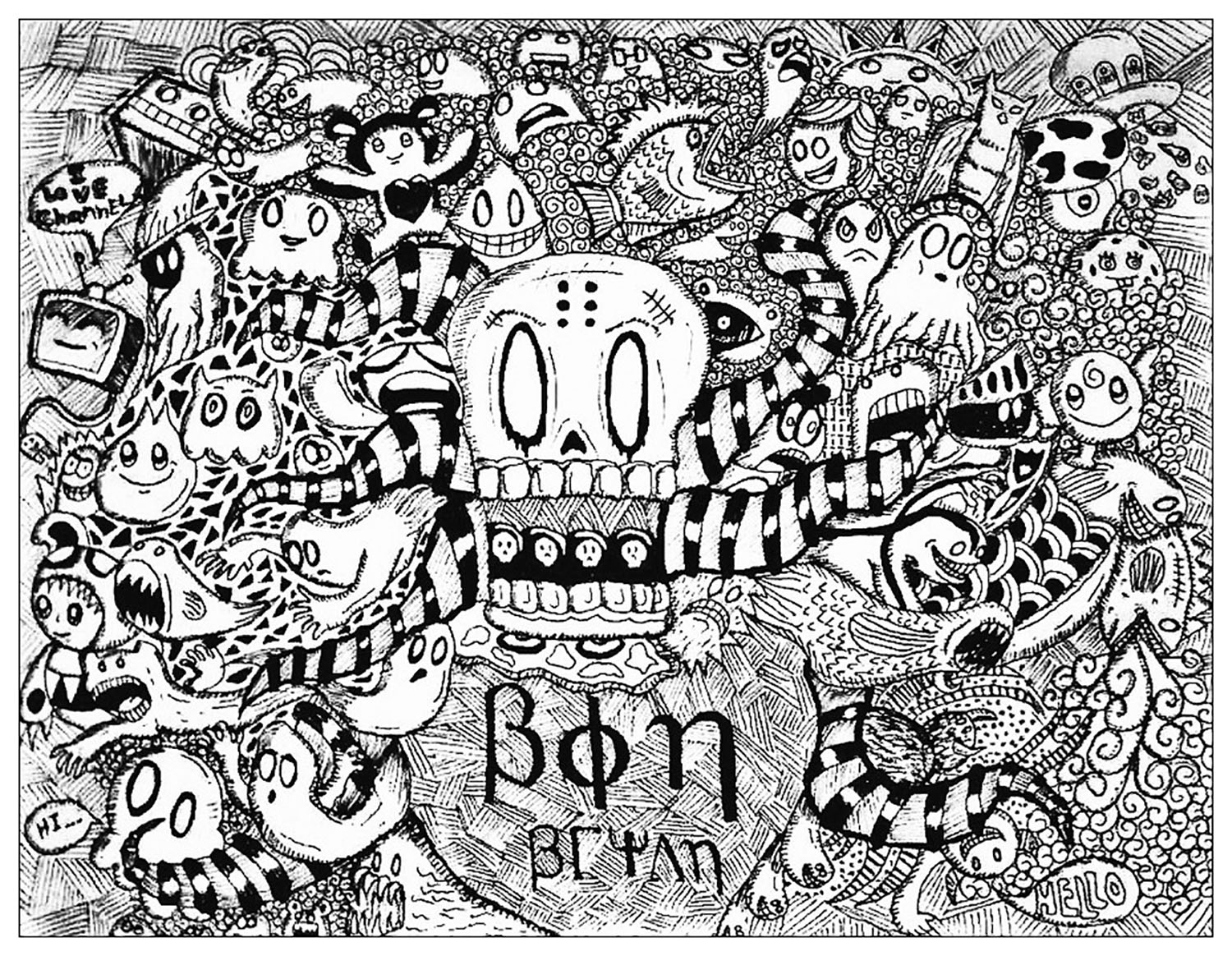 Drôles de personnages Doodle, Artiste : Bon Janapin