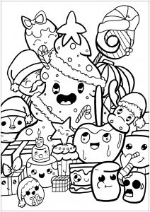Coloriage de à imprimer pour adultes : Doodle de Noël