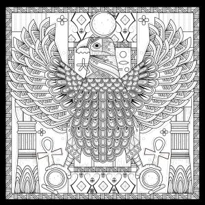 Coloriage de à imprimer pour adultes : Egypte-aigle-style-egyptien-avec-symboles-par-kchung