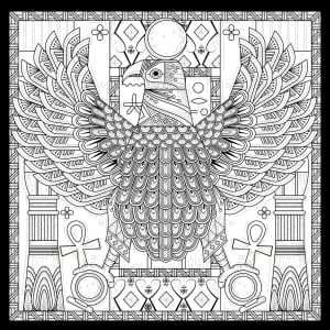 Coloriage adulte egypte aigle style egyptien avec symboles par kchung