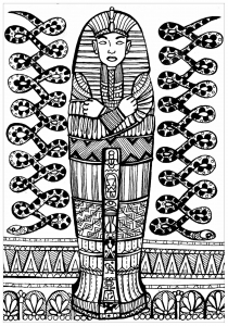 Coloriage sarcophage de pharaon