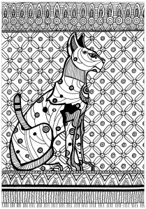 Coloriage d'Egypte à imprimer pour adultes : Sekhmet-deesse-guerriere-de-la-guerison
