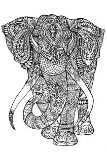 Coloriage adulte anima gros elephant