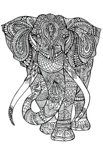 Coloriage de Éléphants à imprimer pour adultes : Anima-gros-elephant
