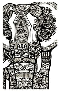 Coloriage de Éléphants à imprimer pour adultes : Elephant-gratuit-adulte