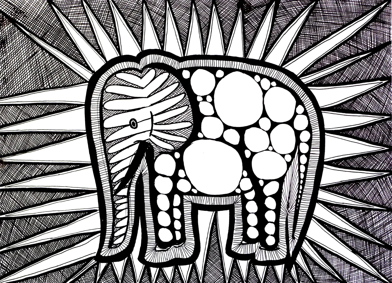 Éléphant : coloriage complexe (Éléphants)