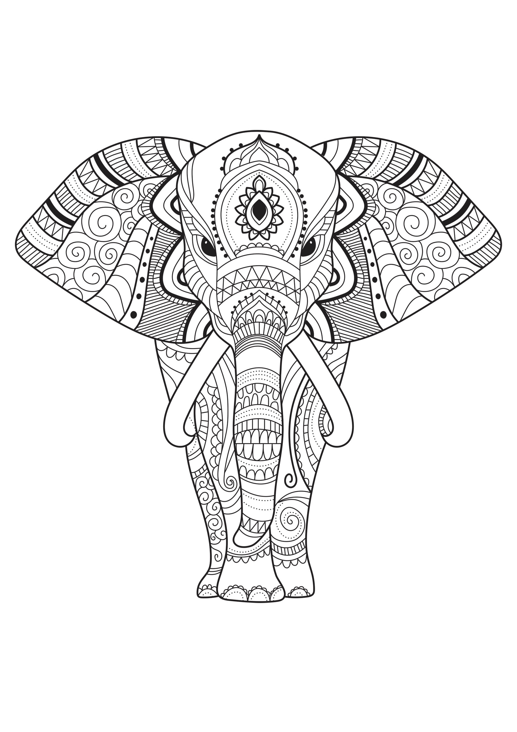 De simples motifs à colorier au sein de ce majestueux éléphant. Fourni par le site Gifts.com, Artiste : Gifts.com