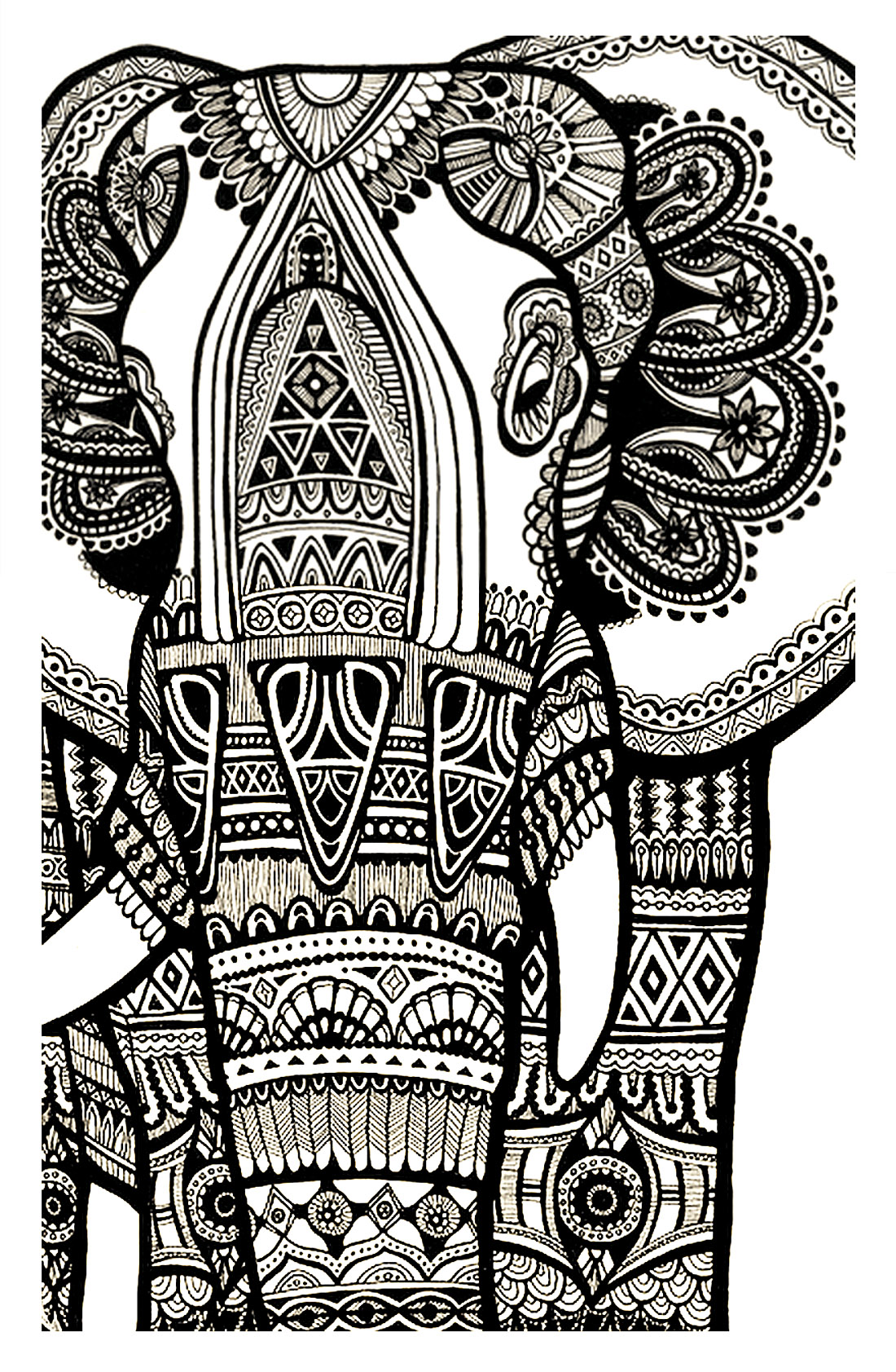 Un éléphant style Zentangle à colorier