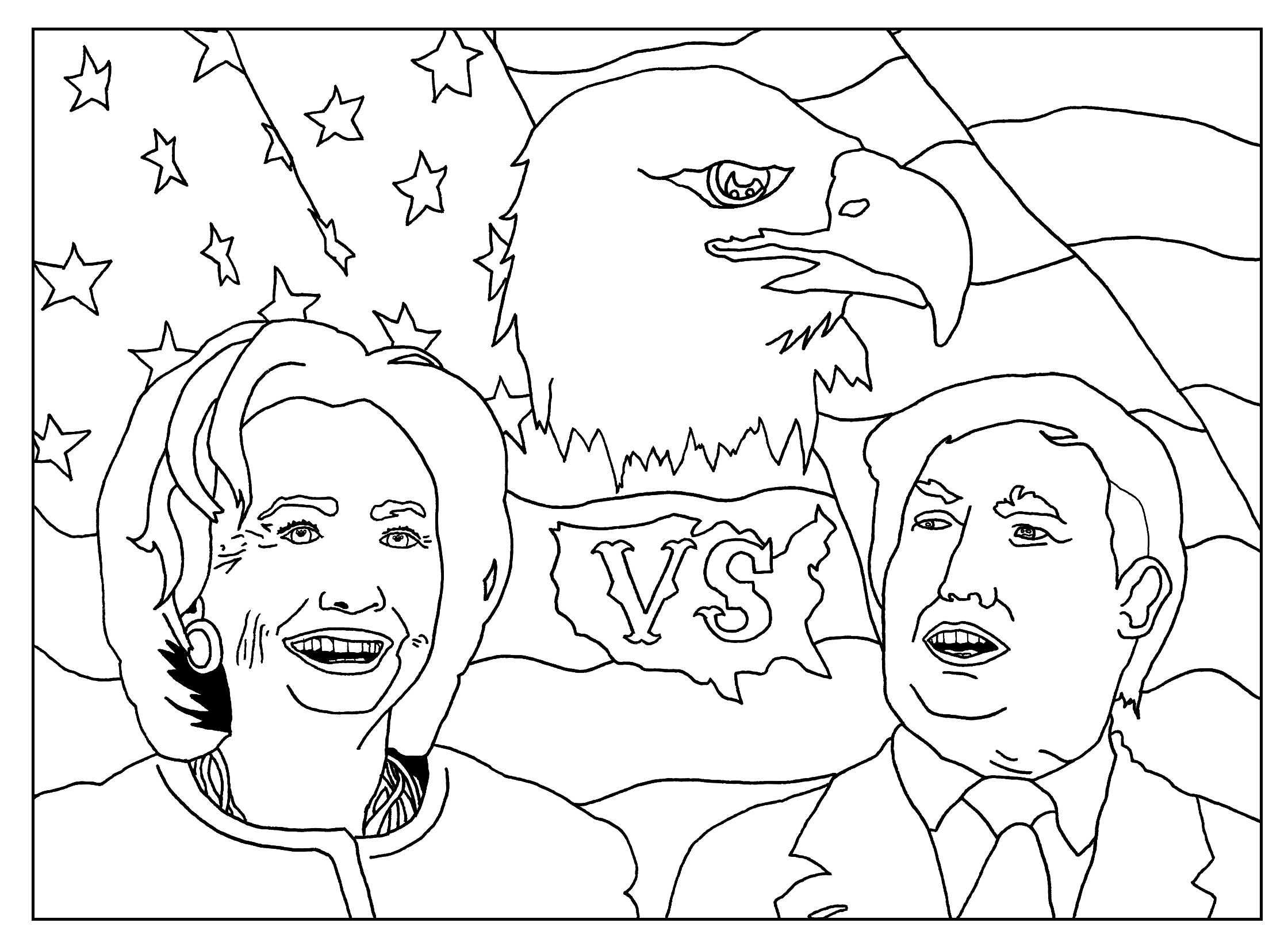 Coloriage réalisé dans le cadre des élections américaines de 2016, Artiste : Sofian