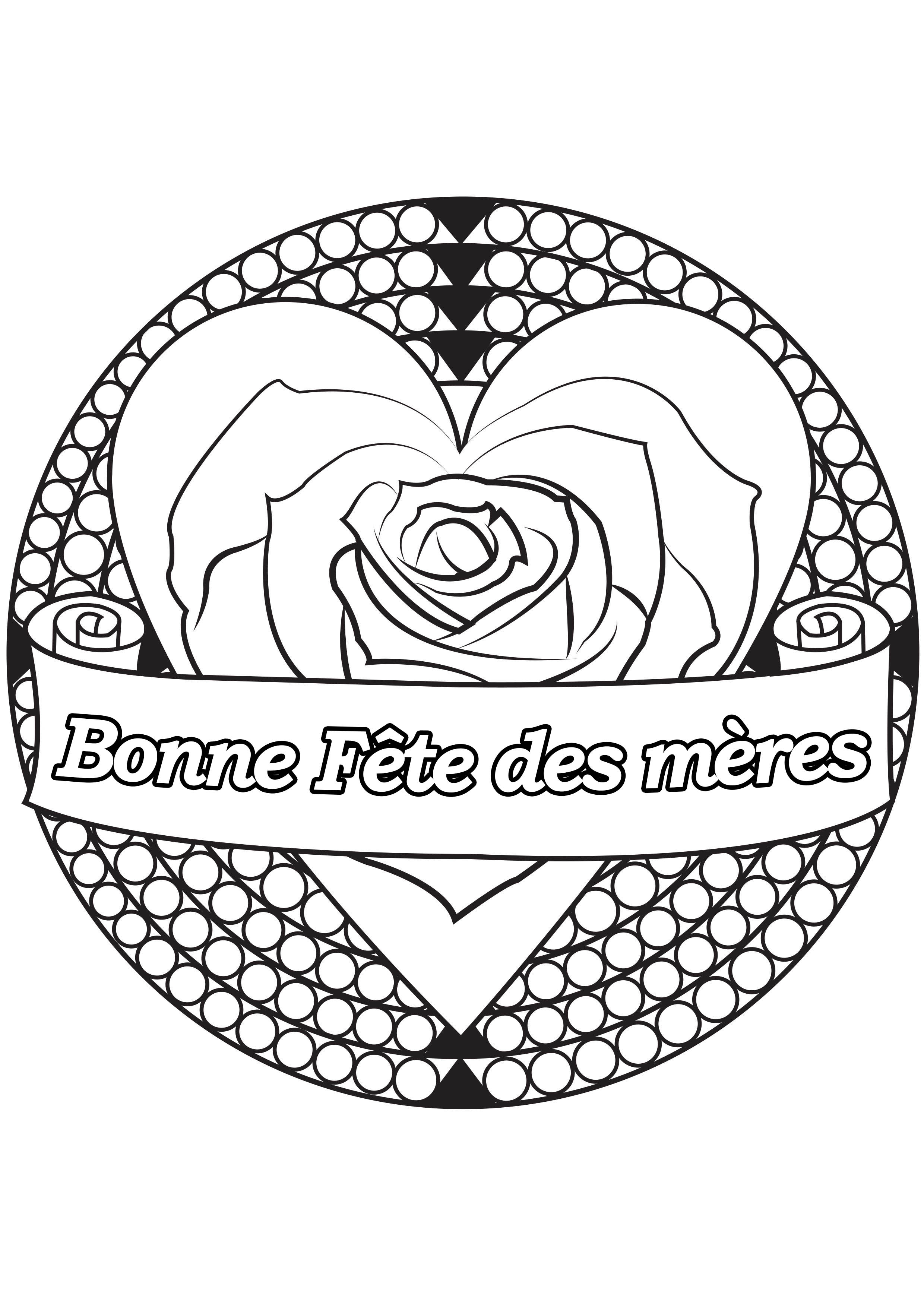 Coloriage spécial Fête des mères : Coeur & rose - 2, Artiste : Allan